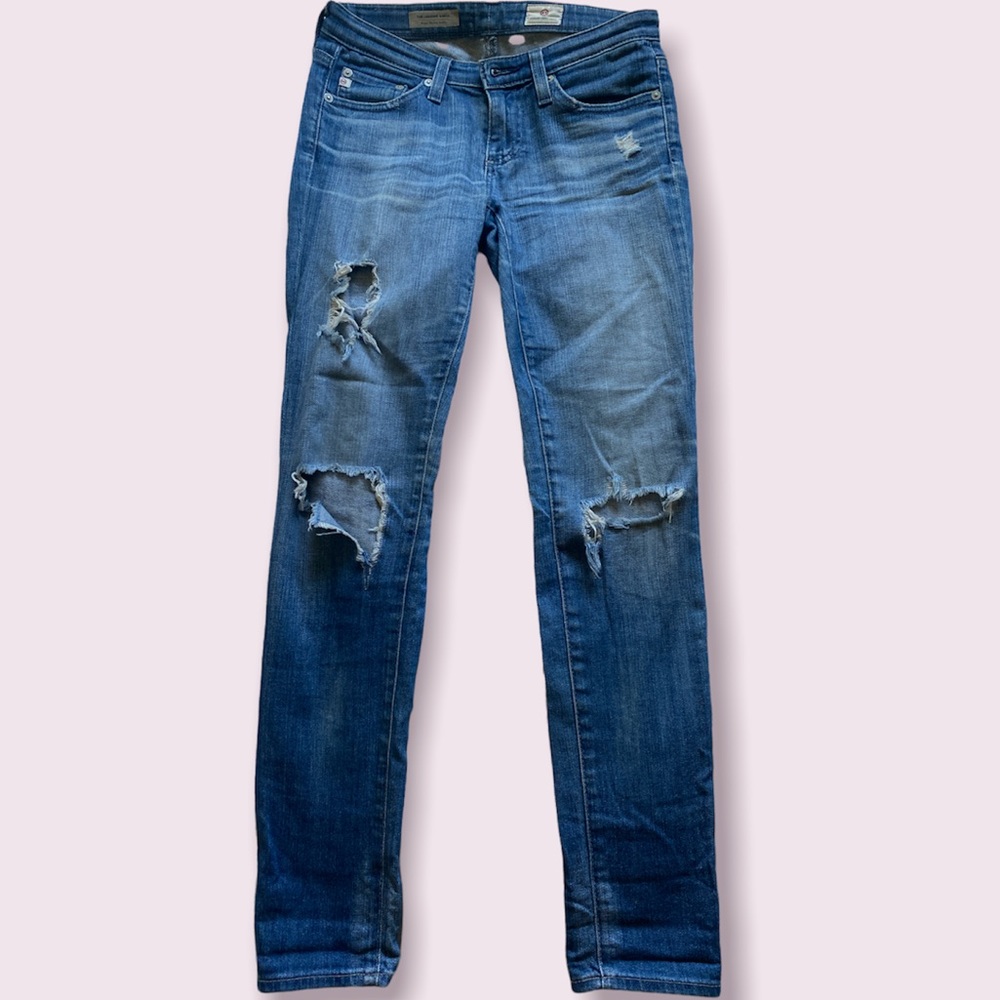 AG Adriano Goldschmied Super Skinny Ankle Distressed Jeans